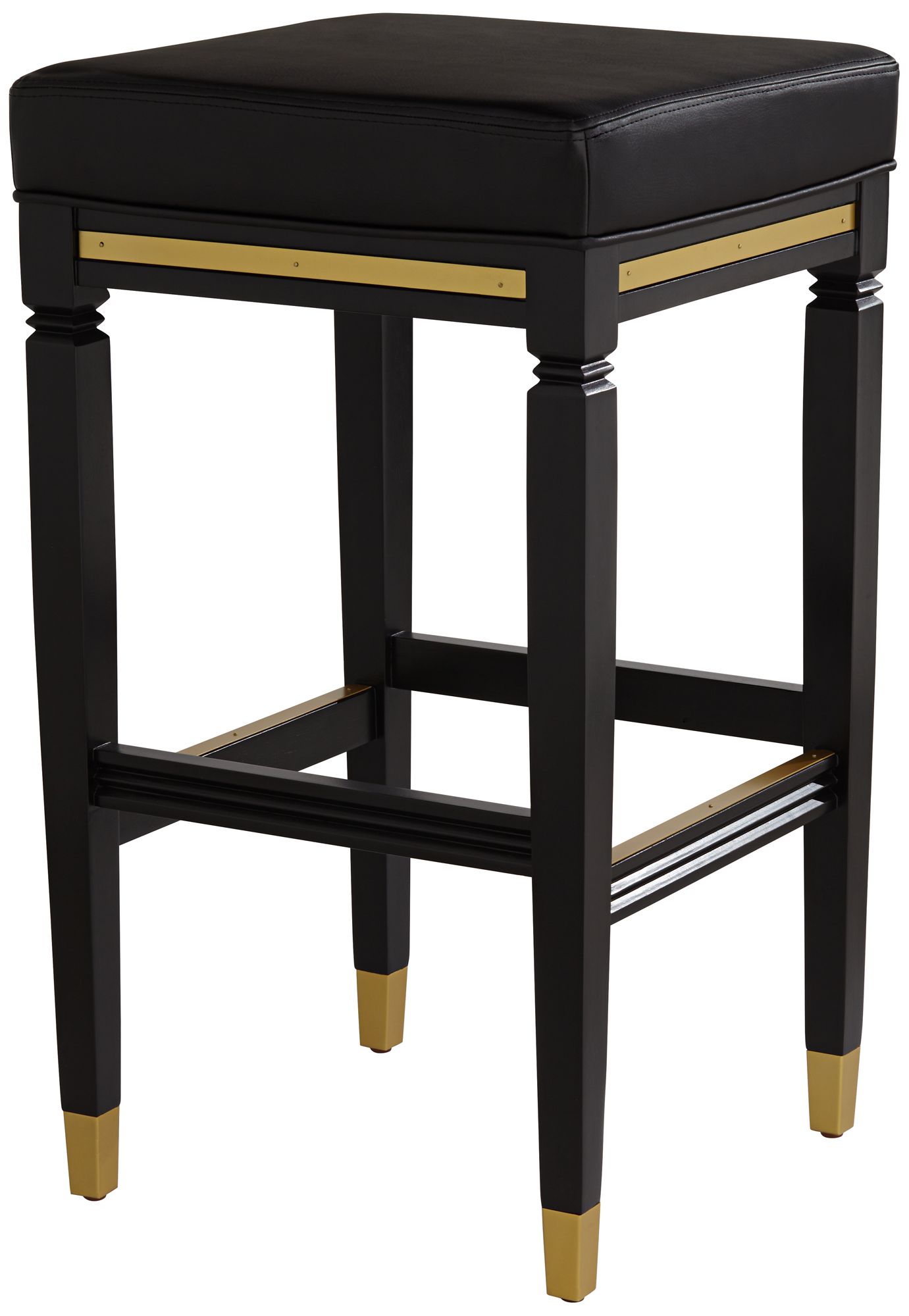 Image 2 Possini Euro Design Jaxon 31 1/4" High Black Faux Leather Barstool