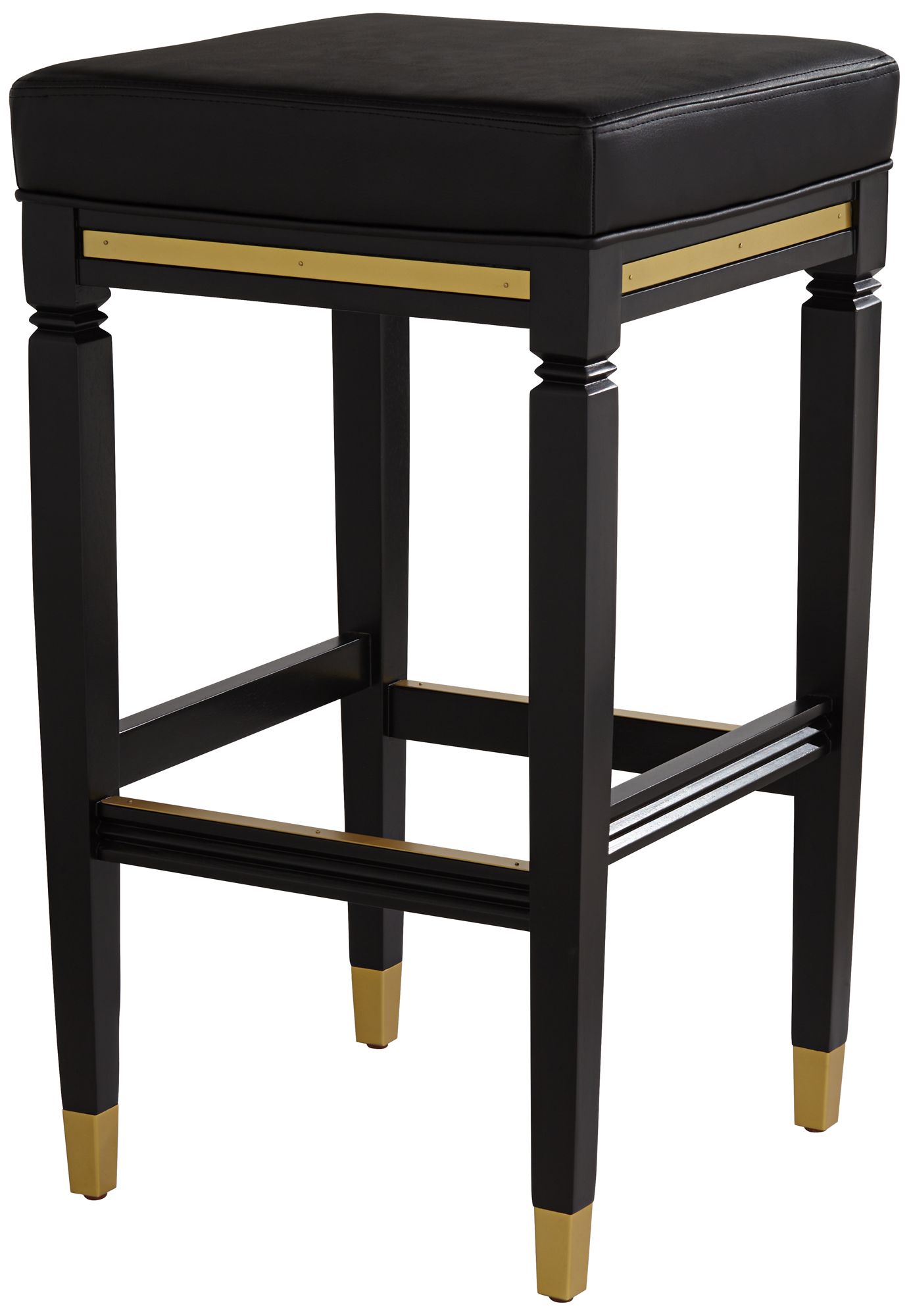 Possini Euro Design Jaxon 31 1/4" High Black Faux Leather Barstool