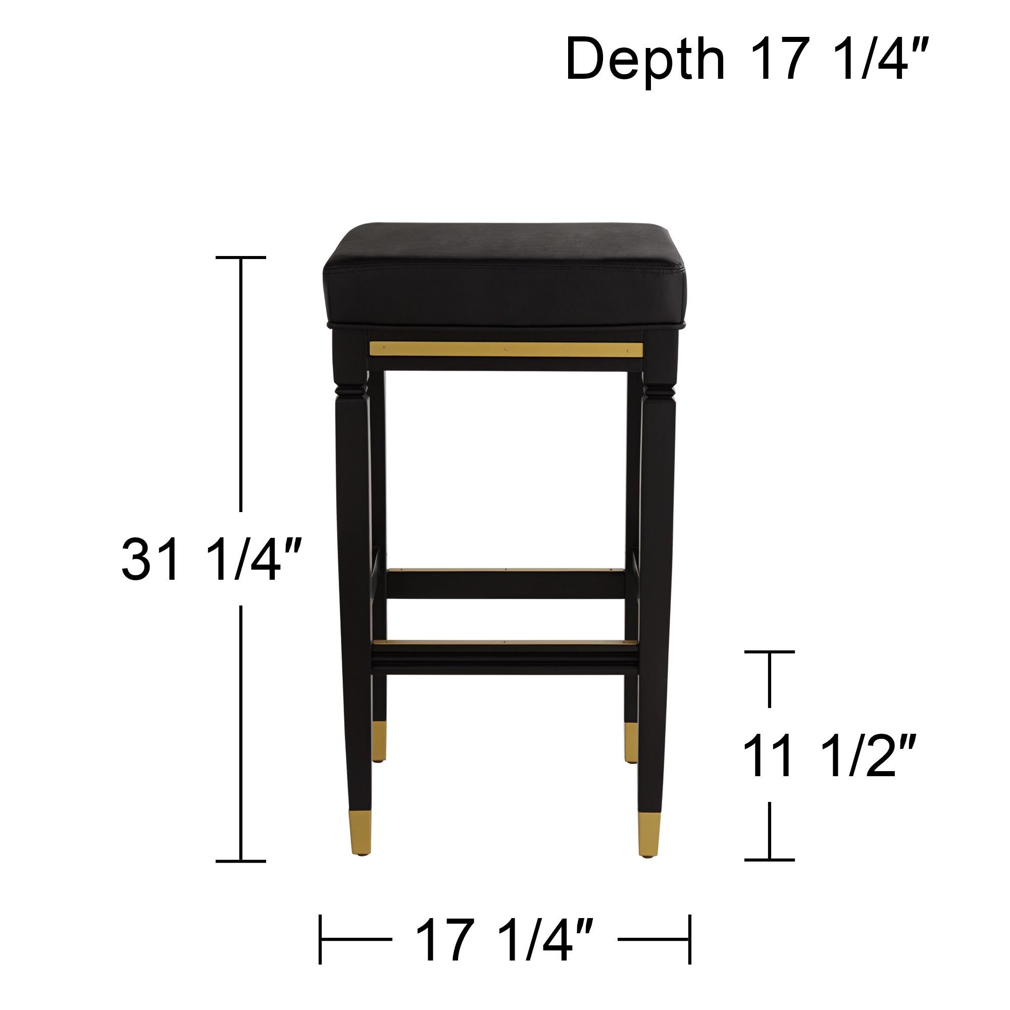 Possini Euro Design Jaxon 31 1/4" High Black Faux Leather Barstool