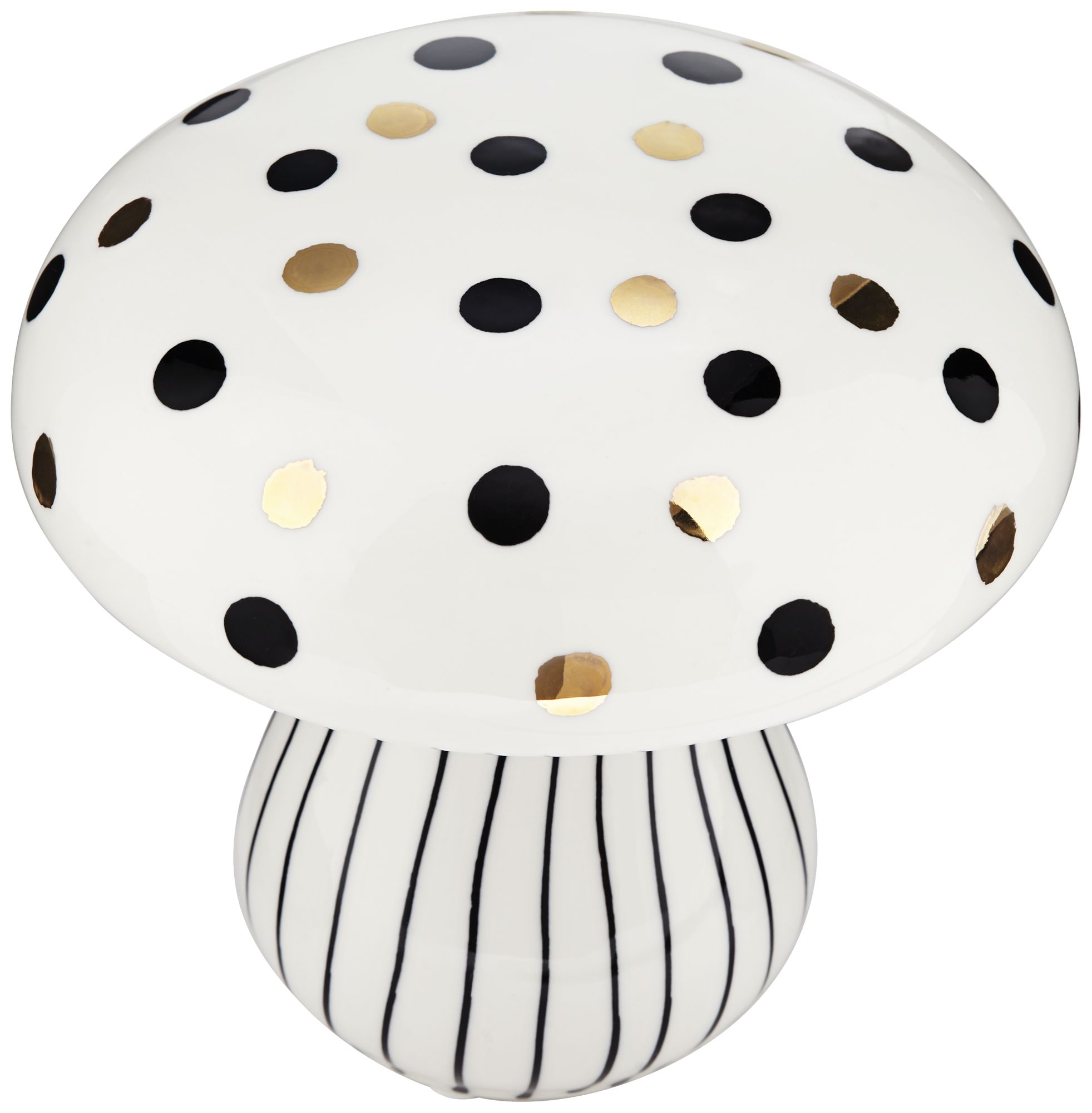 Image 7 Possini Euro Design Jemma 6" White Black Polka Dot Ceramic Mushroom more views