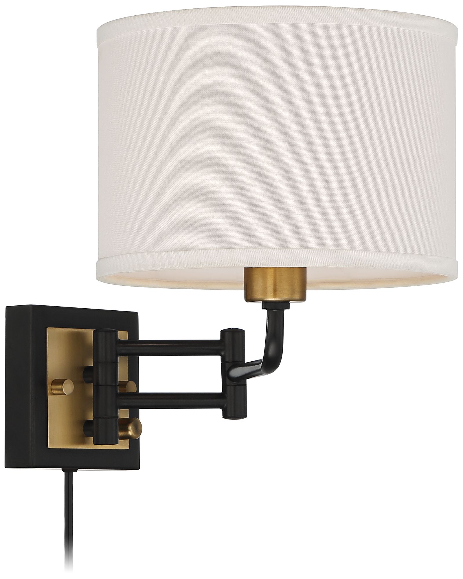 Image 5 Possini Euro Design Joelle Black/Antique Brass Swing Arm Plug-In Wall Lamp more views