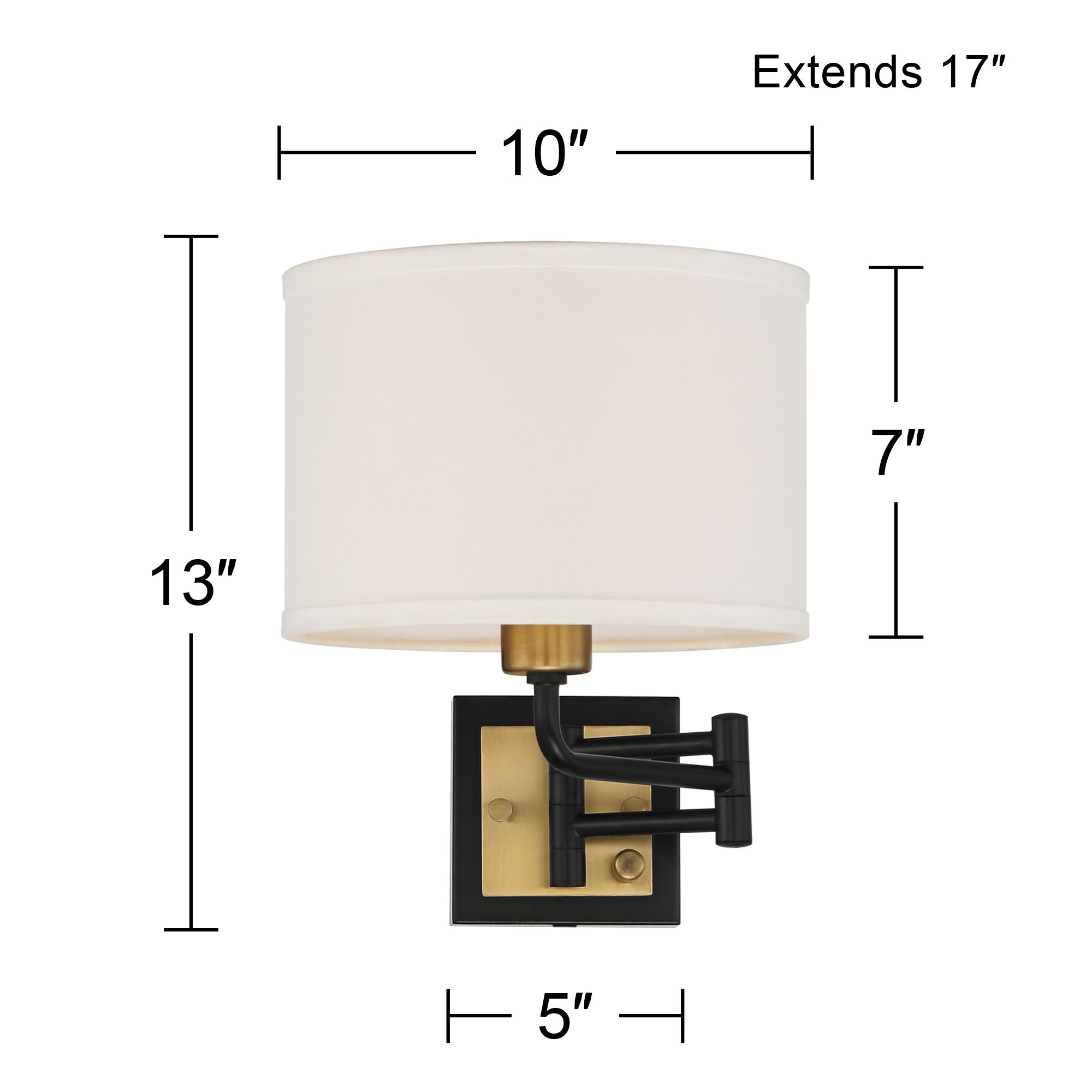 Possini Euro Design Joelle Black/Antique Brass Swing Arm Plug-In Wall Lamp