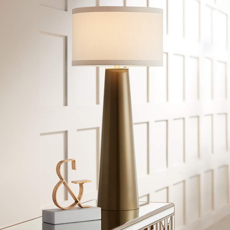 Image 1 Possini Euro Design Karen 36" High Dark Gold Tall Glass Table Lamp