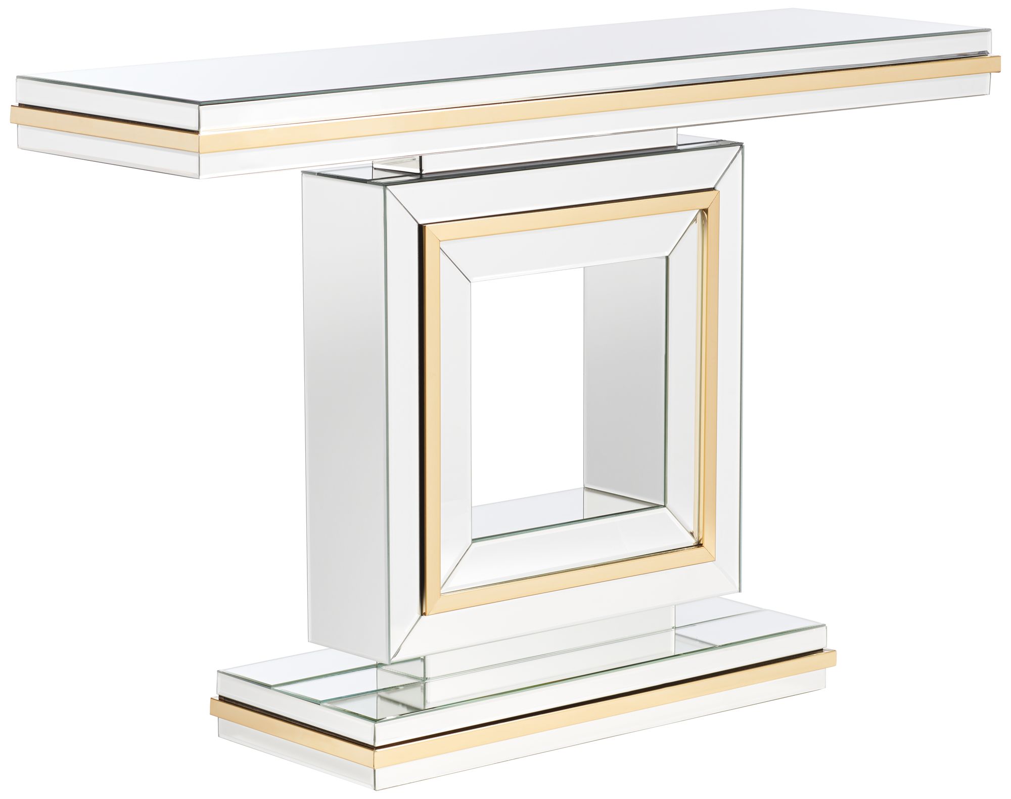 Thumbnail3 of Possini Euro Design Laila 48" Wide Gold-Trimmed Mirrored Console Table