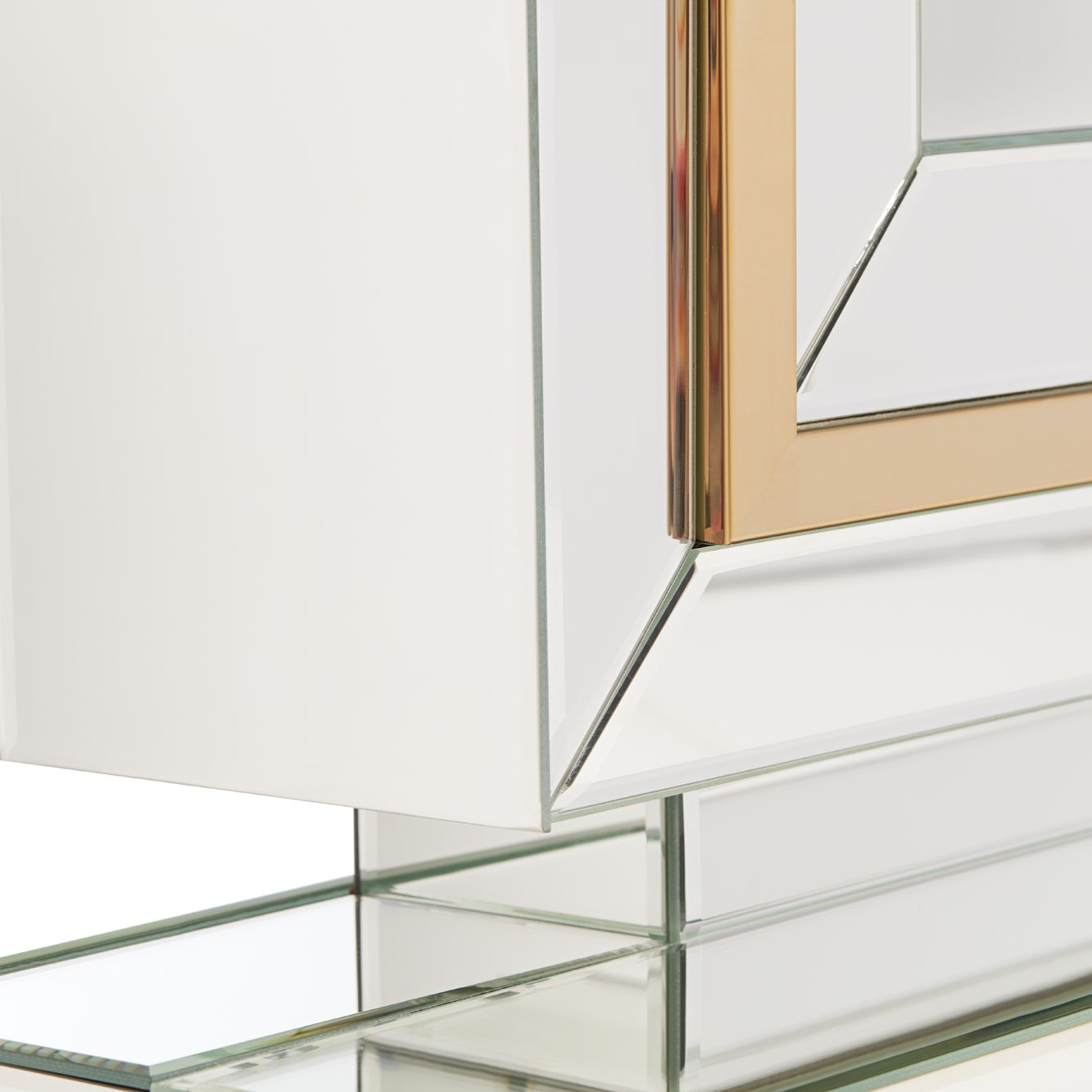 Possini Euro Design Laila 48" Wide Gold-Trimmed Mirrored Console Table in scene