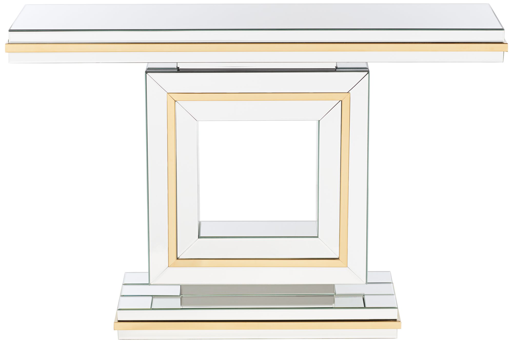 Possini Euro Design Laila 48" Wide Gold-Trimmed Mirrored Console Table in scene