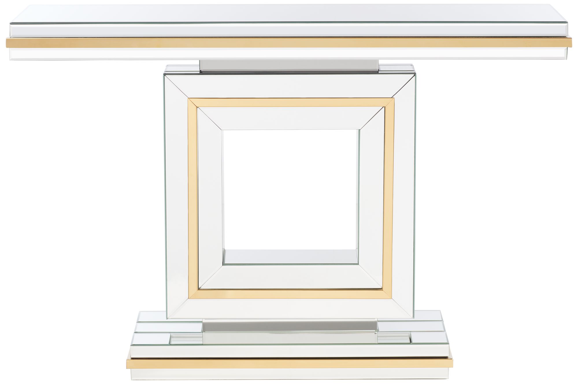 Possini Euro Design Laila 48" Wide Gold-Trimmed Mirrored Console Table in scene