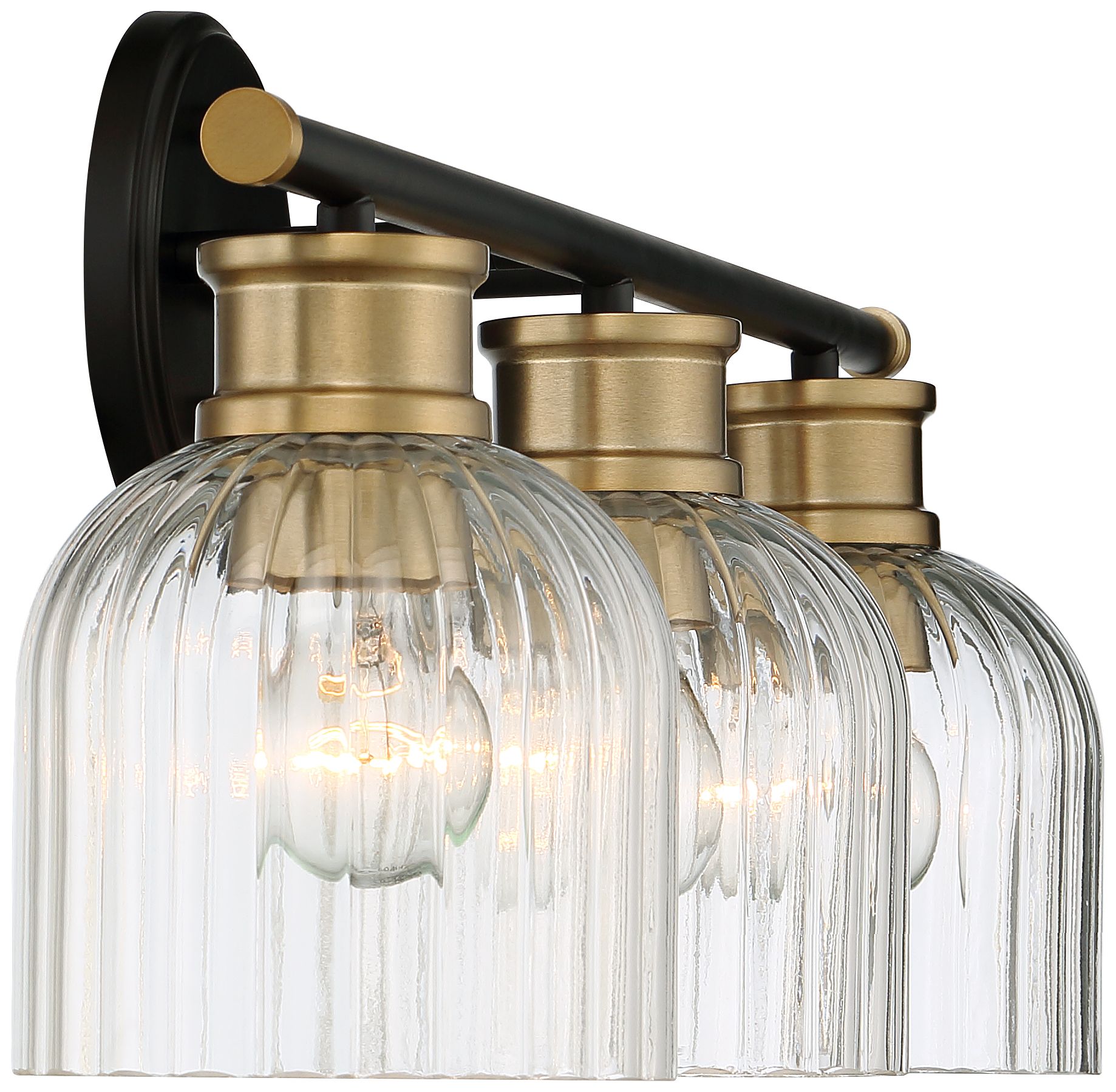 Watch A Video About the Stiffel Lana Black and Warm Brass 3-Light Bath Light