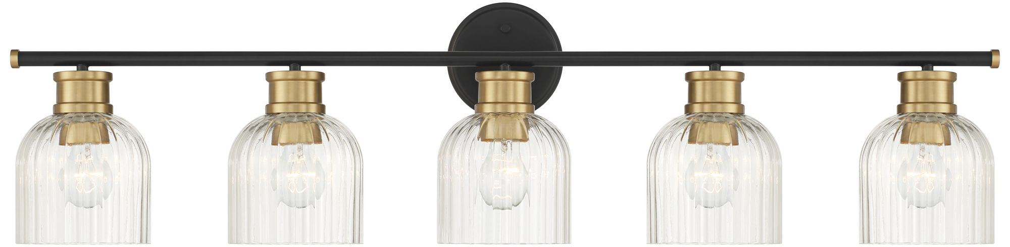 Possini Euro Design Lana 40" Wide Black and Warm Brass 5-Lt Bath Light