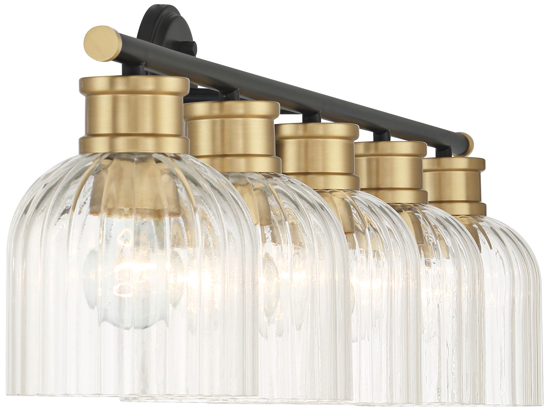 Watch A Video About the Stiffel Lana Black and Warm Brass 4 Light Bath Light