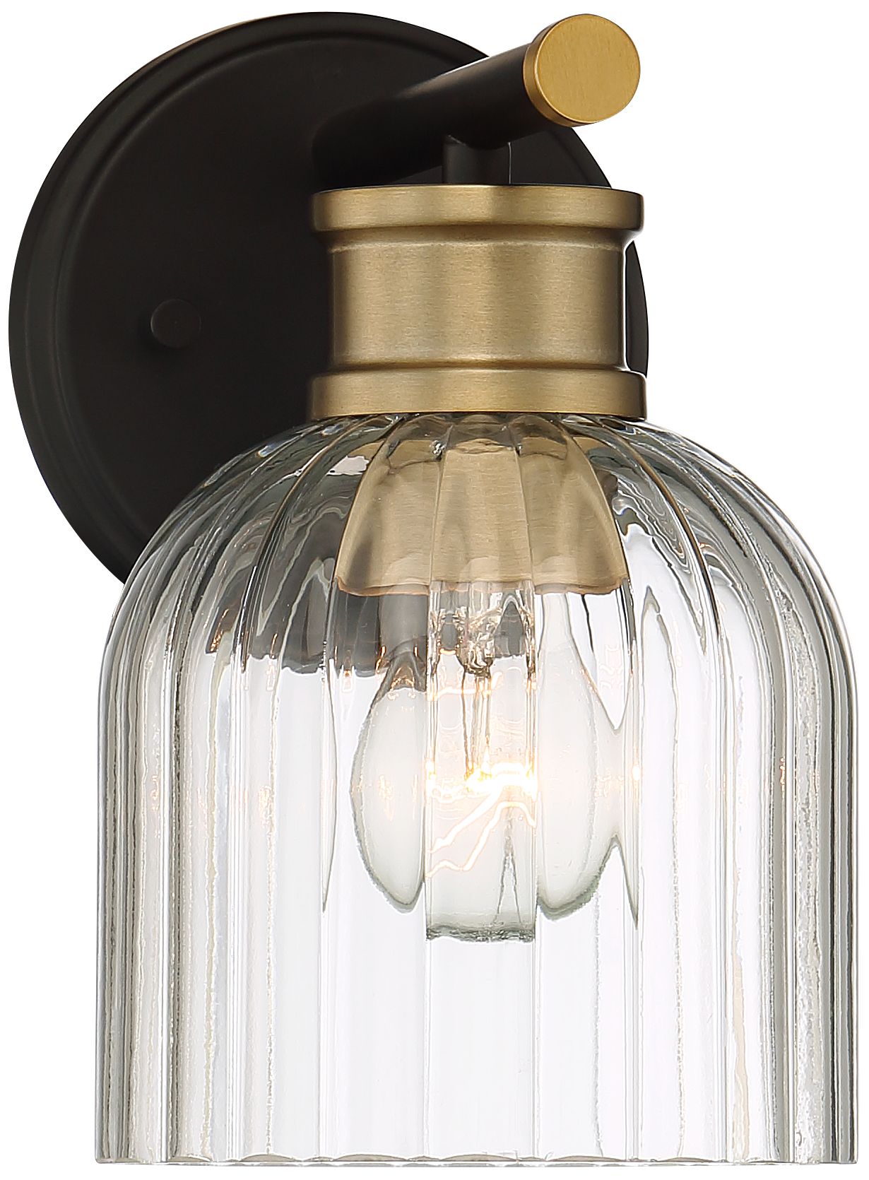 Possini Euro Design Lana 9" High Black and Warm Brass Wall Sconce
