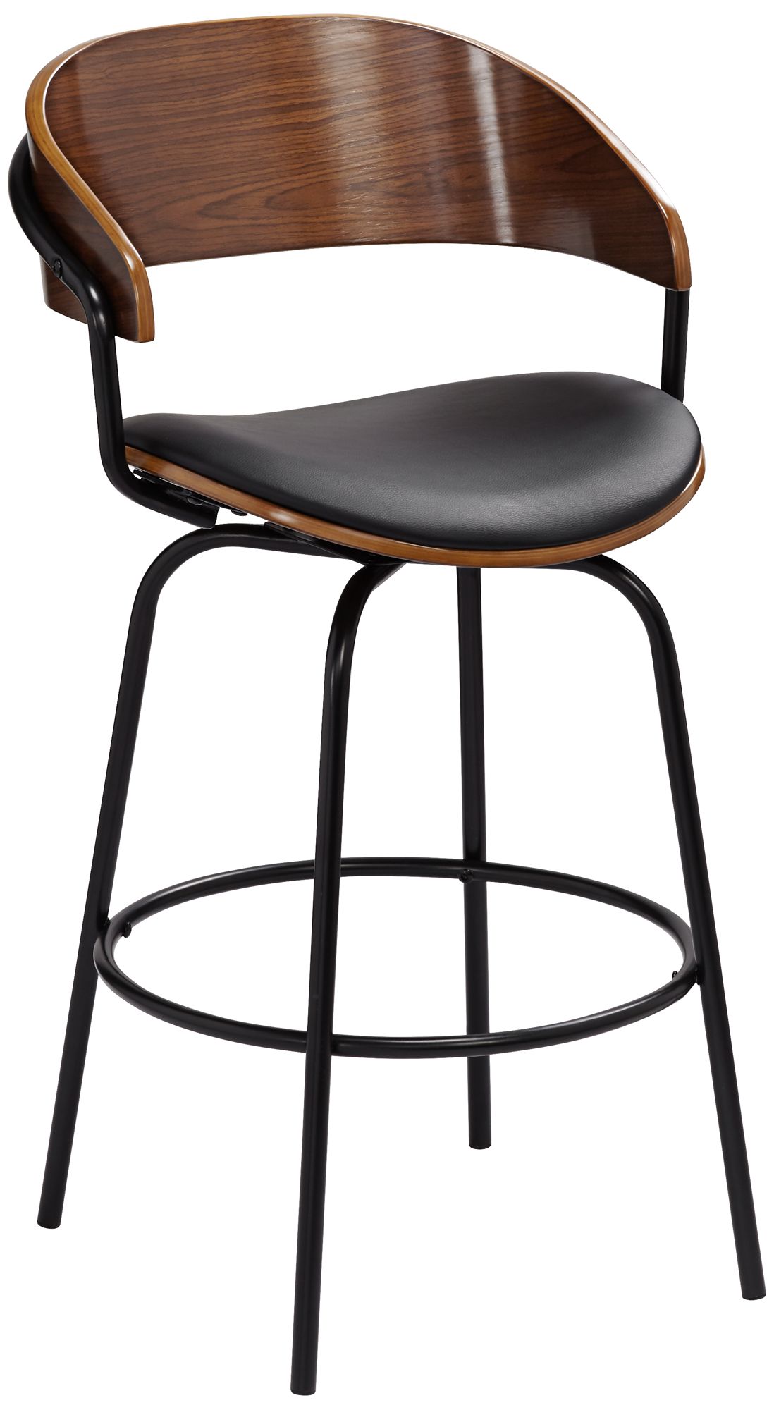 Image 3 Possini Euro Design Larsen 26"H Mod. Black/Walnut Swivel Counter Stool