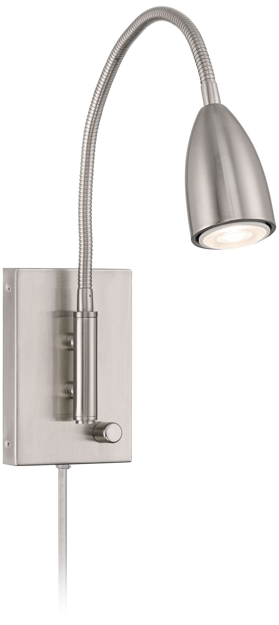 Image 2 Possini Euro Design Lido Gooseneck Arm Br. Nickel Plug-In Wall Reading Lt
