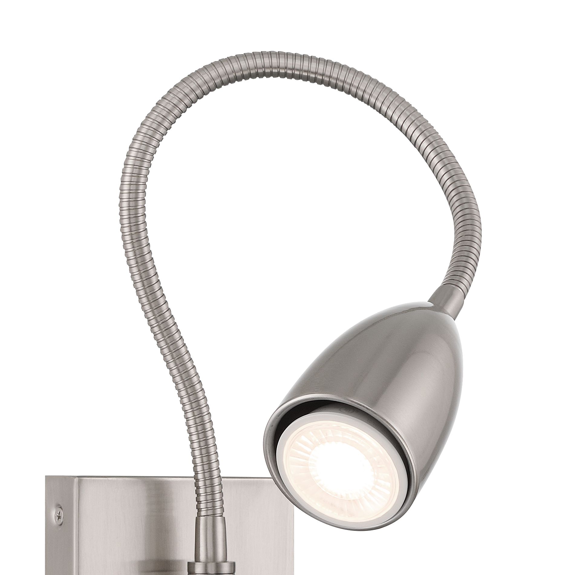 Image 3 Possini Euro Design Lido Gooseneck Arm Br. Nickel Plug-In Wall Reading Lt more views