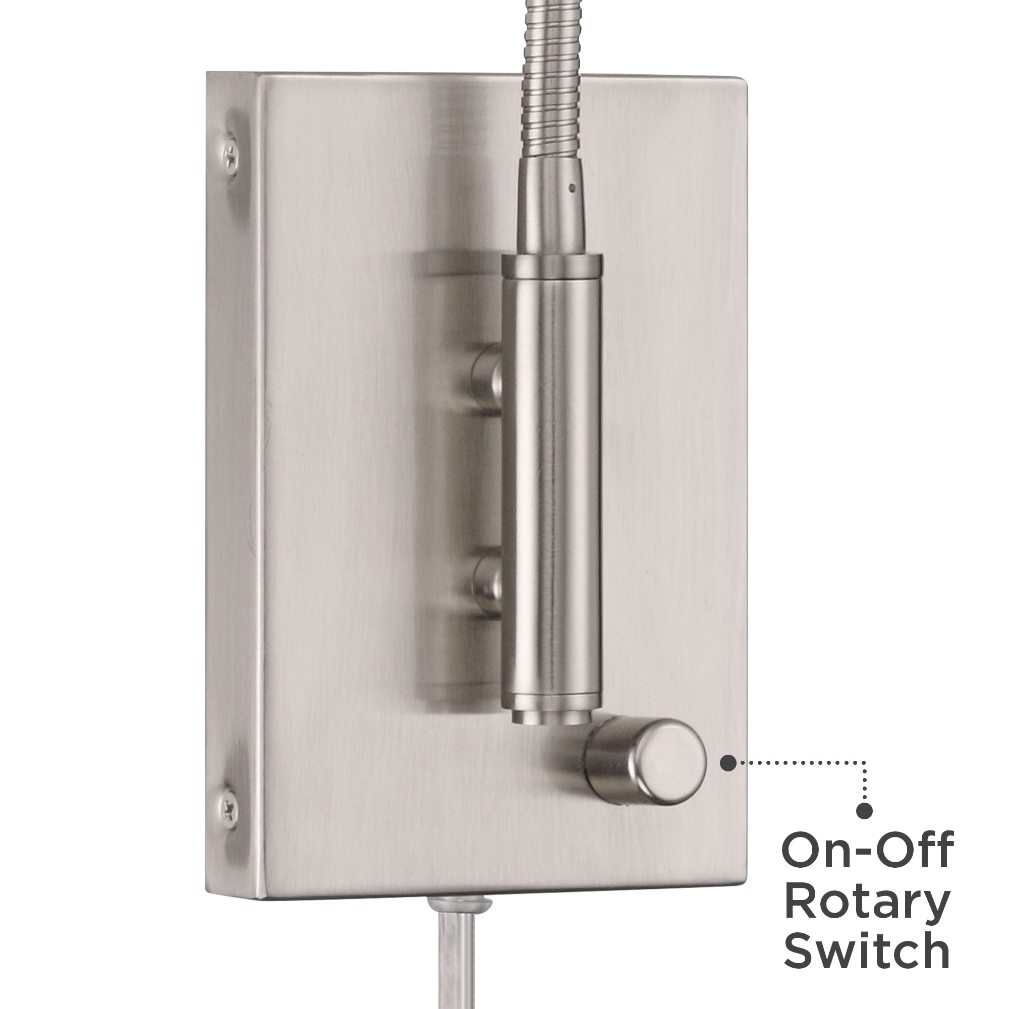Image 4 Possini Euro Design Lido Gooseneck Arm Br. Nickel Plug-In Wall Reading Lt more views