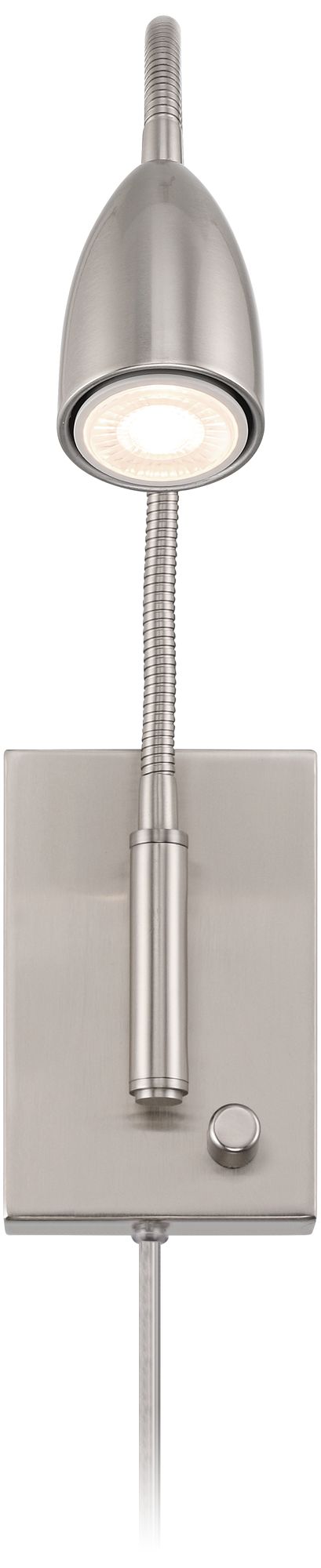 Image 5 Possini Euro Design Lido Gooseneck Arm Br. Nickel Plug-In Wall Reading Lt more views