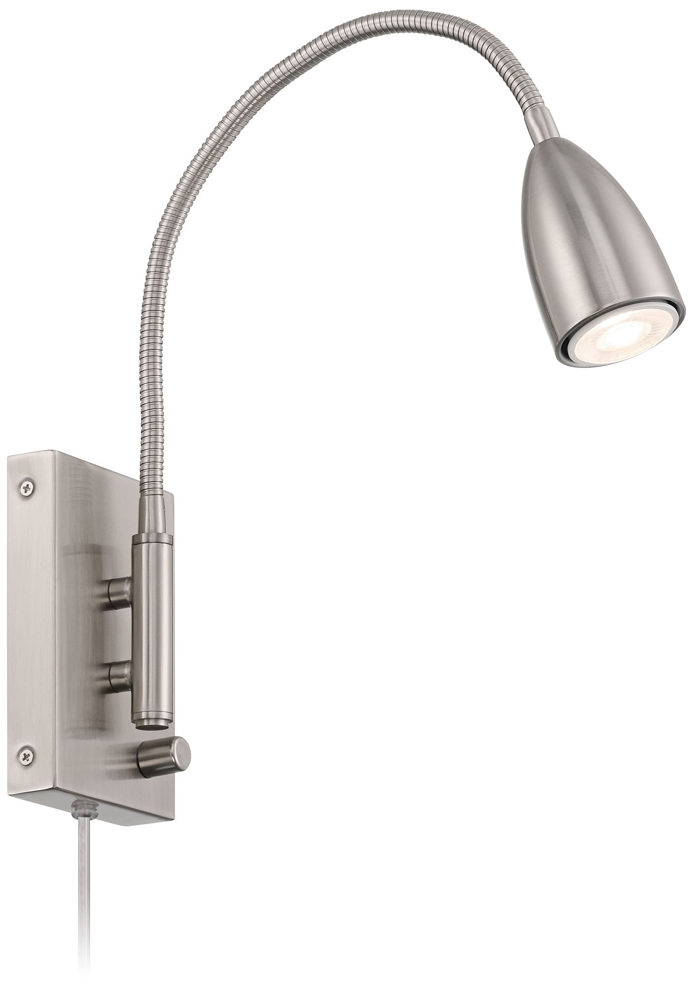 Image 6 Possini Euro Design Lido Gooseneck Arm Br. Nickel Plug-In Wall Reading Lt more views