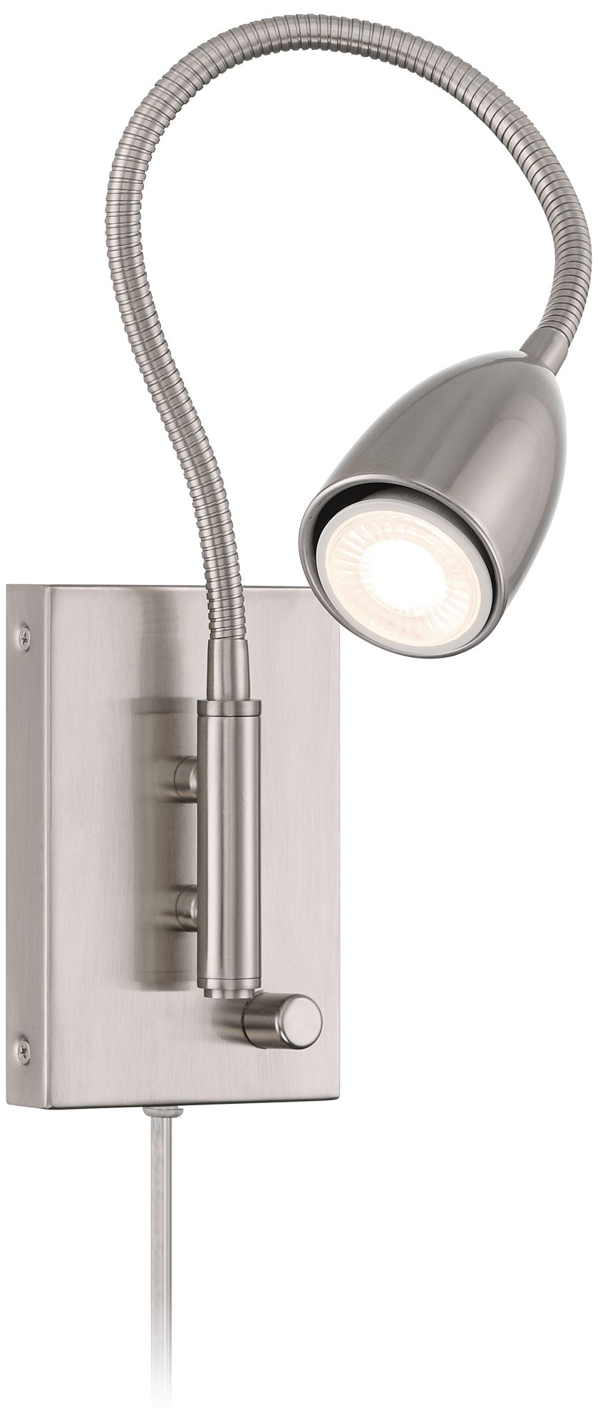 Image 7 Possini Euro Design Lido Gooseneck Arm Br. Nickel Plug-In Wall Reading Lt more views