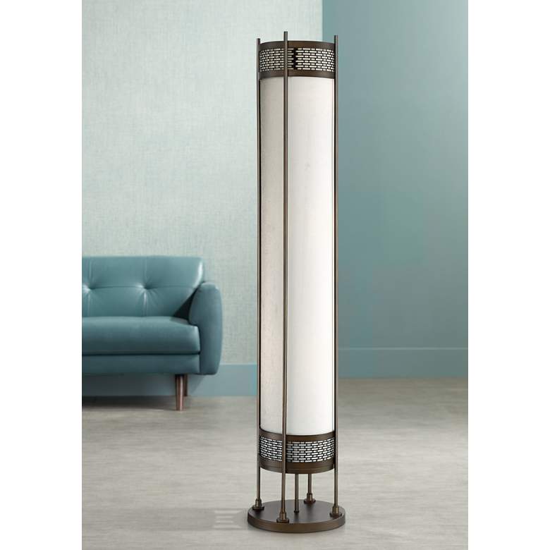 Image 1 Possini Euro Design Lindy Bronze Cylinder Floor Lamp