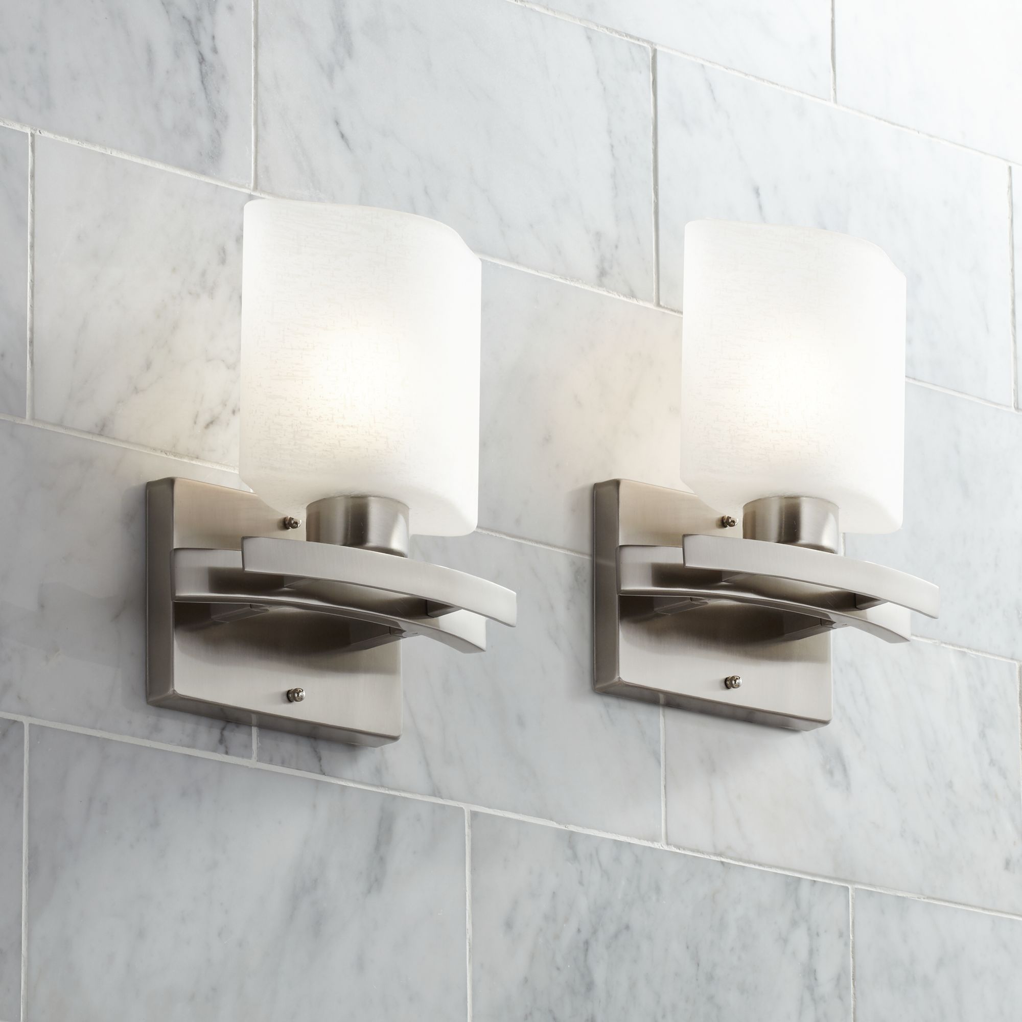 Possini Euro Design LINEN GLASS Brushed Nickel Collection