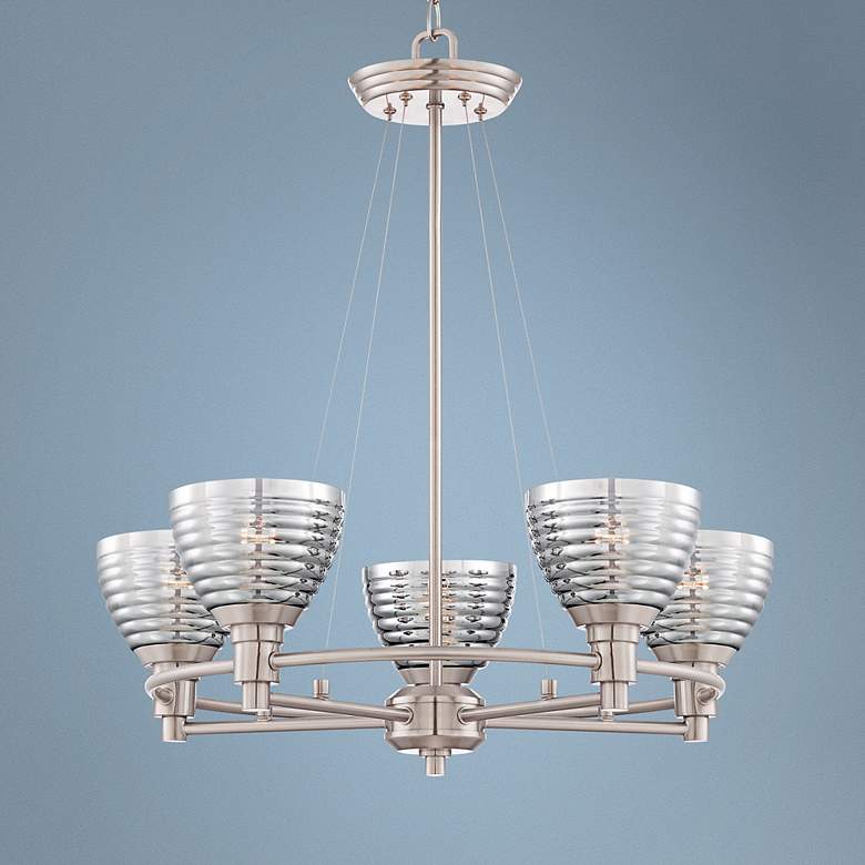 Image 1 Possini Euro Design Lucas 5-Light Brushed Nickel Chandelier