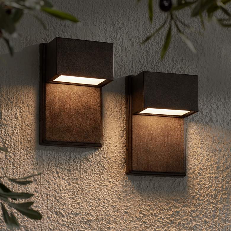Image 4 Possini Euro Design Lyons 8 inchH Bronze Outdoor LED Wall Light Set of 2 more views