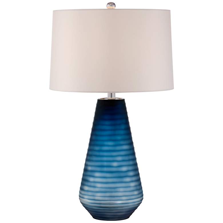 Image 1 Possini Euro Design Marlin Blue Art Glass Table Lamp