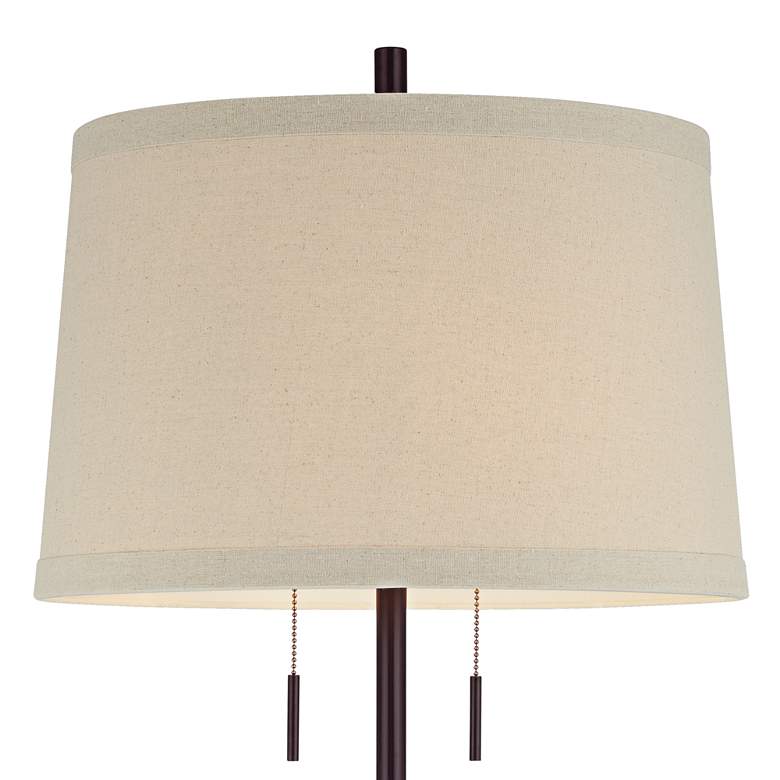 Image 3 Possini Euro Design Matte Dark Bronze Stick Table Lamp with USB Cord Dimmer more views