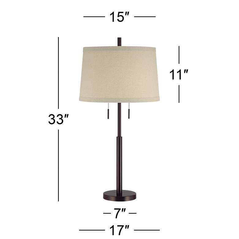 Image 7 Possini Euro Design Matte Dark Bronze Stick Table Lamp with USB Cord Dimmer more views