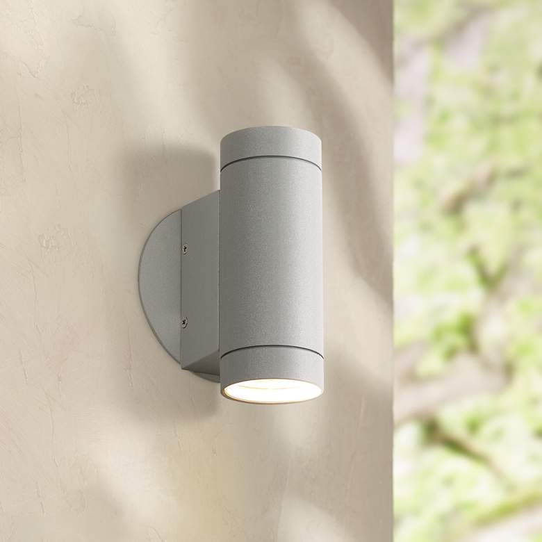 Image 1 Possini Euro Design Matte Silver Up and Down Wall Light