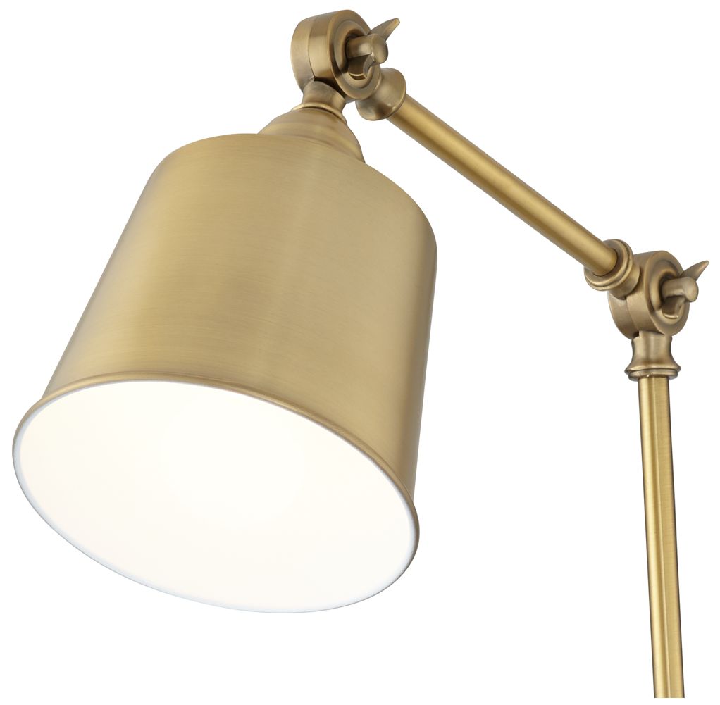 Image 3 Possini Euro Design Mendes Antique Brass Swing Arm Plug-In Wall Lamps Set/2 more views