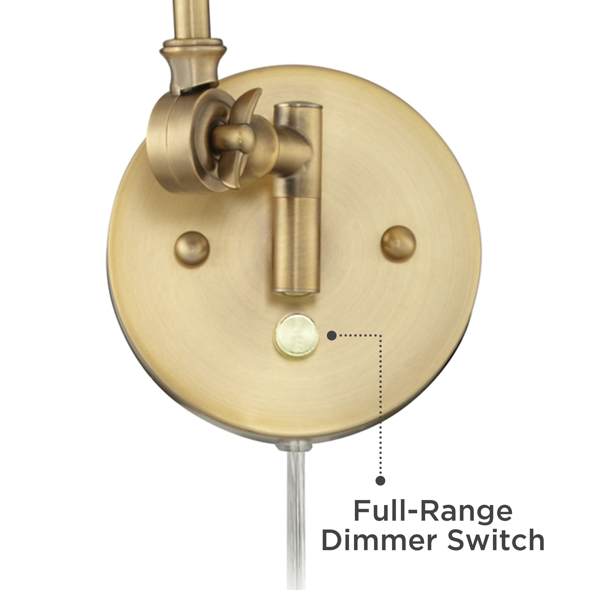 Image 4 Possini Euro Design Mendes Antique Brass Swing Arm Plug-In Wall Lamps Set/2 more views