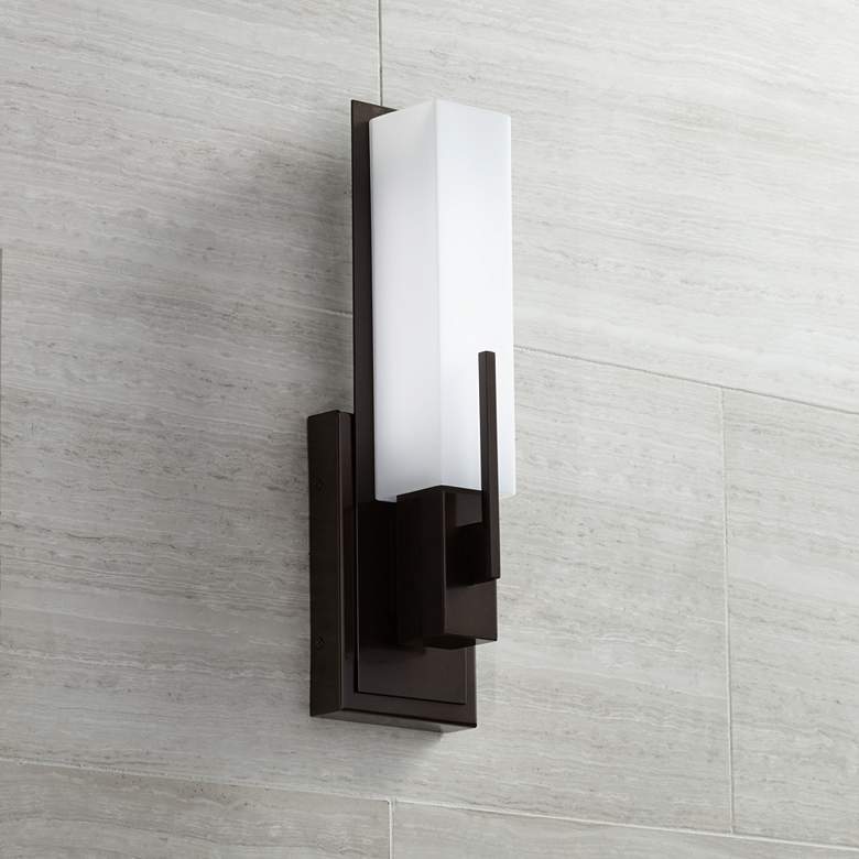 Image 1 Possini Euro Design Midtown 15 inch High Bronze LED Wall Sconce