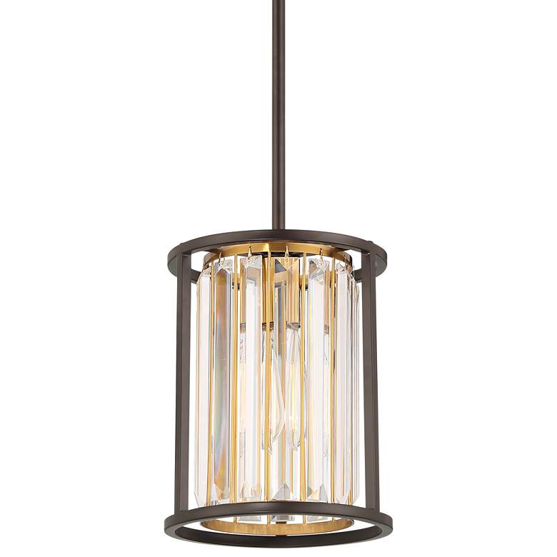 Image 3 Possini Euro Design Milne 8" Wide Bronze Gold Mini Pendant