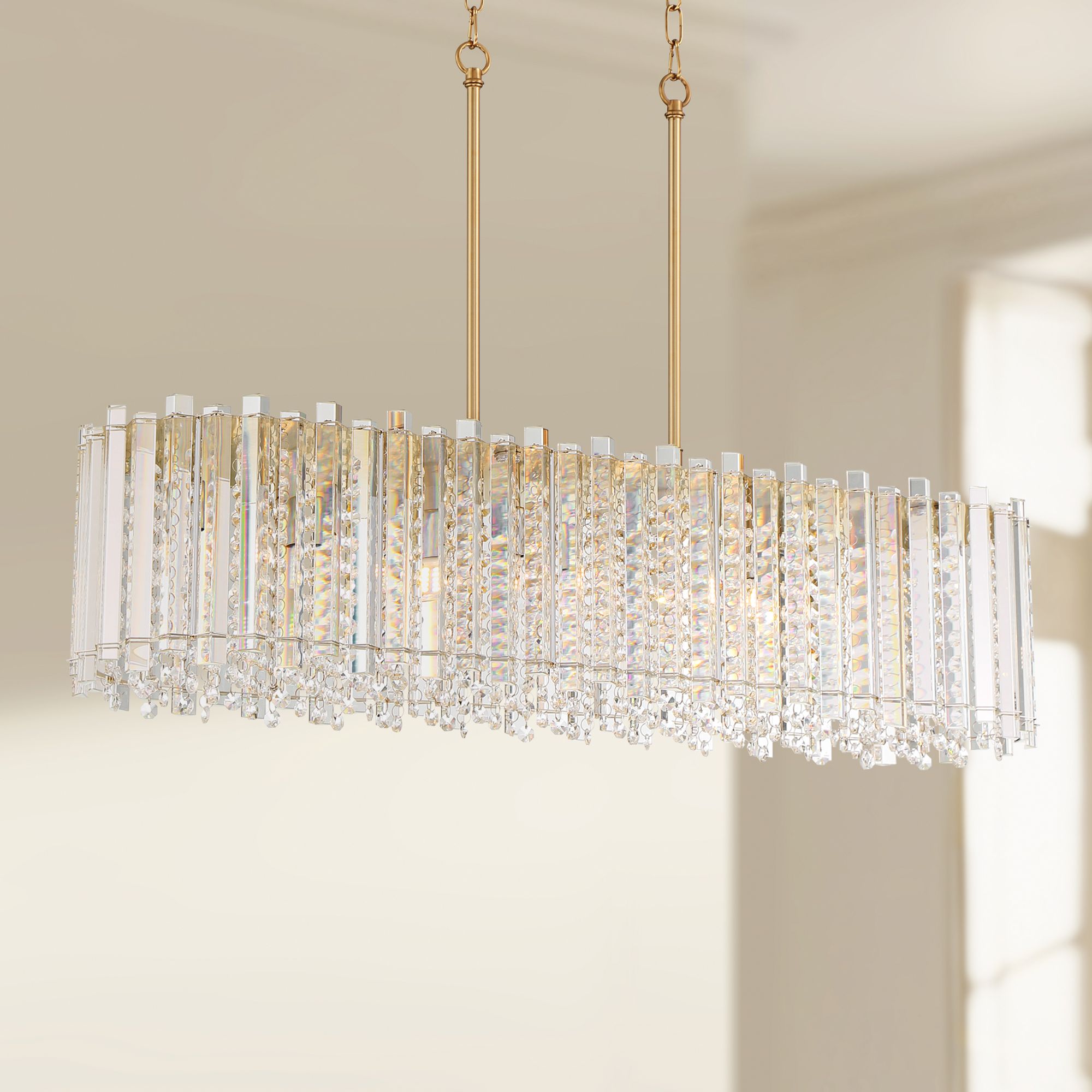 Image Possini Euro Design Mirabell 34" Gold Crystal LED Island Pendant