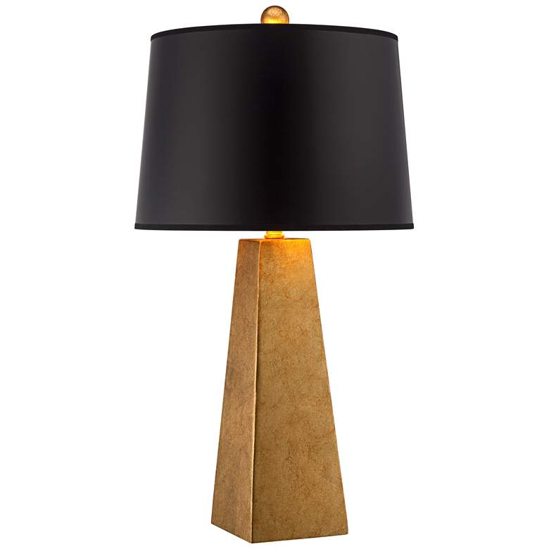 Image 2 Possini Euro Design Modern Gold Leaf Obelisk Table Lamp With USB and Dimmer