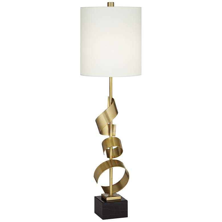 Image 3 Possini Euro Design Modern Scroll 32 inch High Gold Console Table Lamp