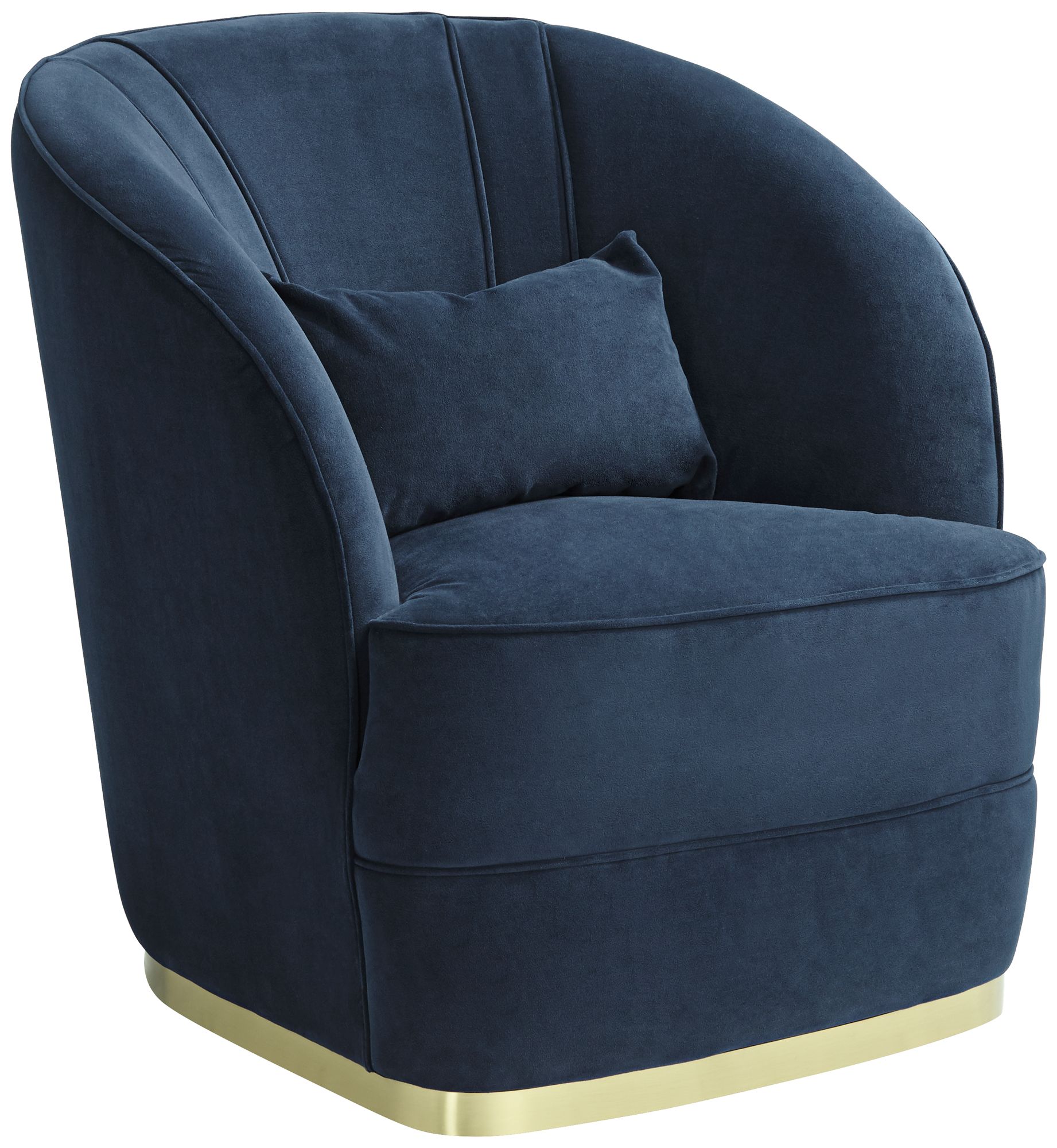 Image 2 Possini Euro Design Nebbia 31"W Navy Velvet Accent Chair with Pillow