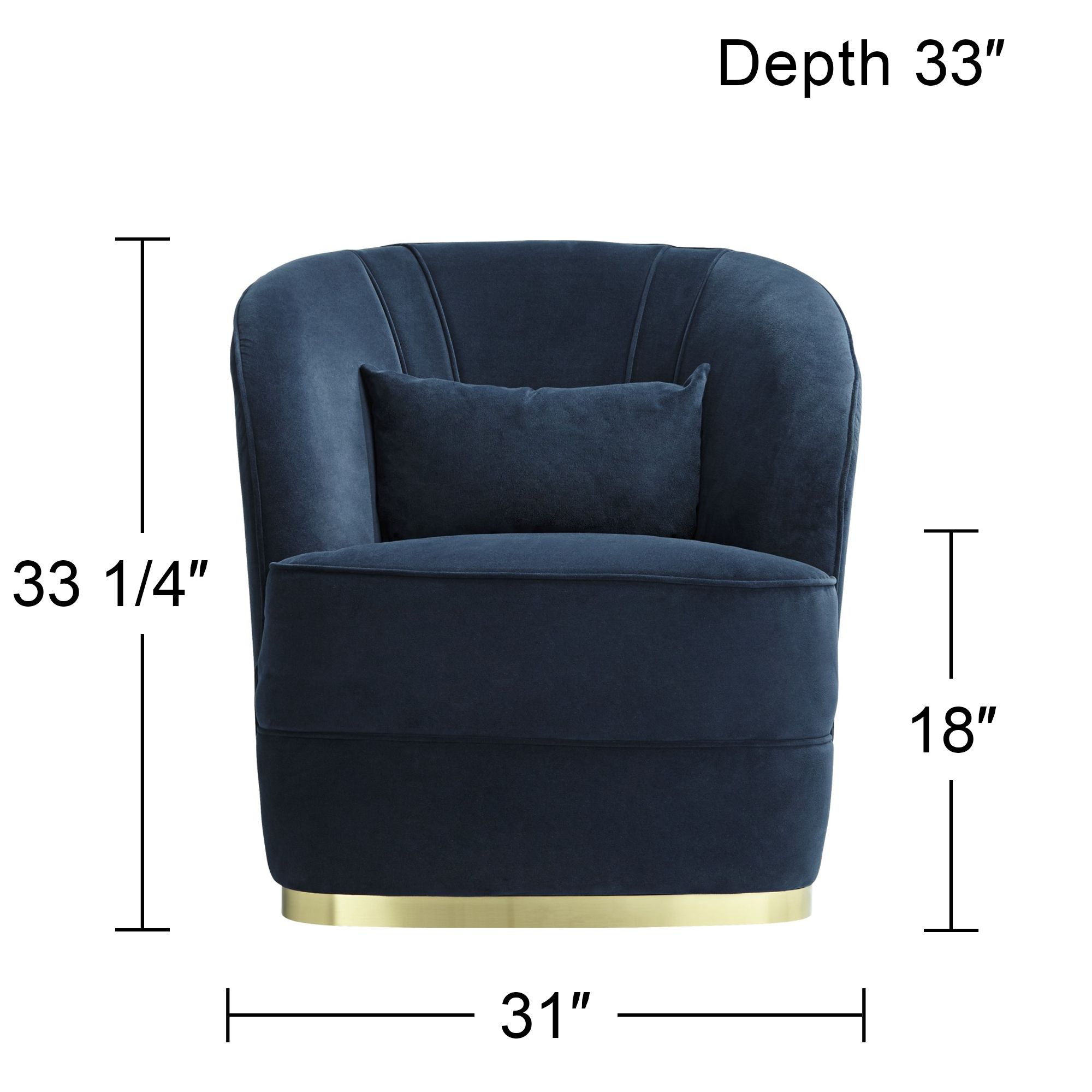 Possini Euro Design Nebbia 31"W Navy Velvet Accent Chair with Pillow