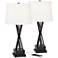 Possini Euro Design Neva Black Finish Modern USB Table Lamps Set of 2