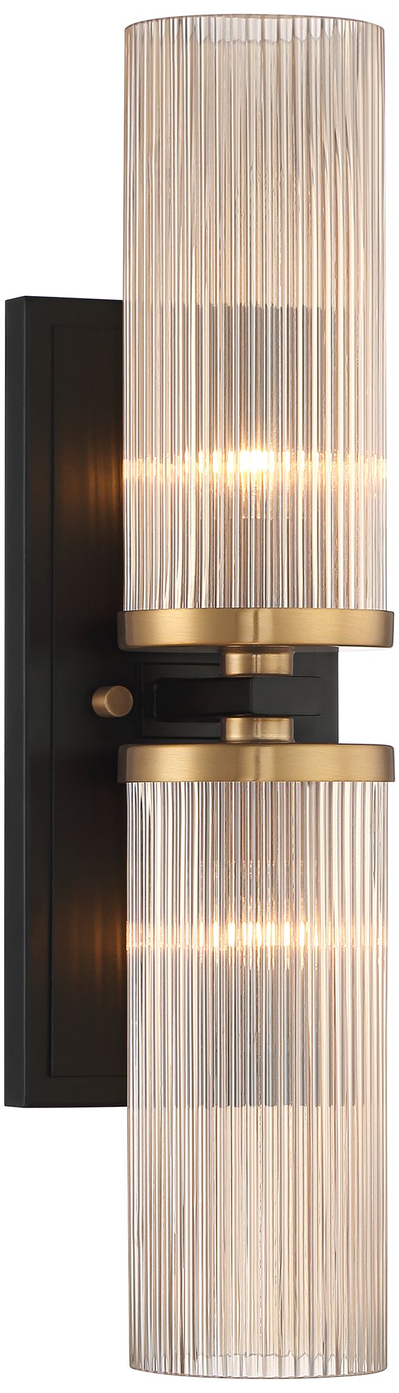 Image 3 Possini Euro Design Palais 20 1/4"H Black and Warm Brass 2-Lt Sconce