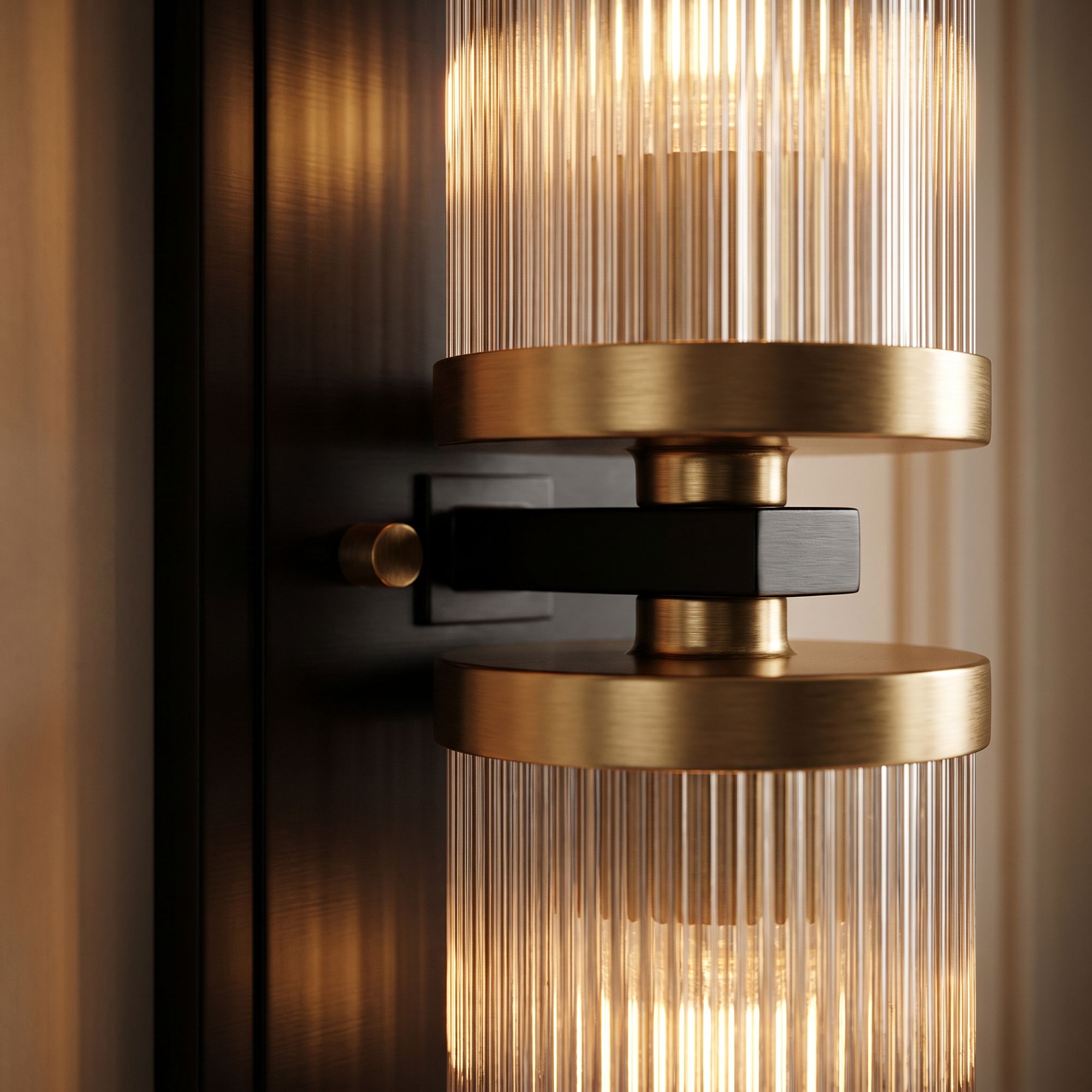 Image 4 Possini Euro Design Palais 20 1/4"H Black and Warm Brass 2-Lt Sconce more views