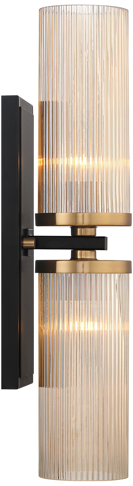 Possini Euro Design Palais 20 1/4"H Black and Warm Brass 2-Lt Sconce in scene