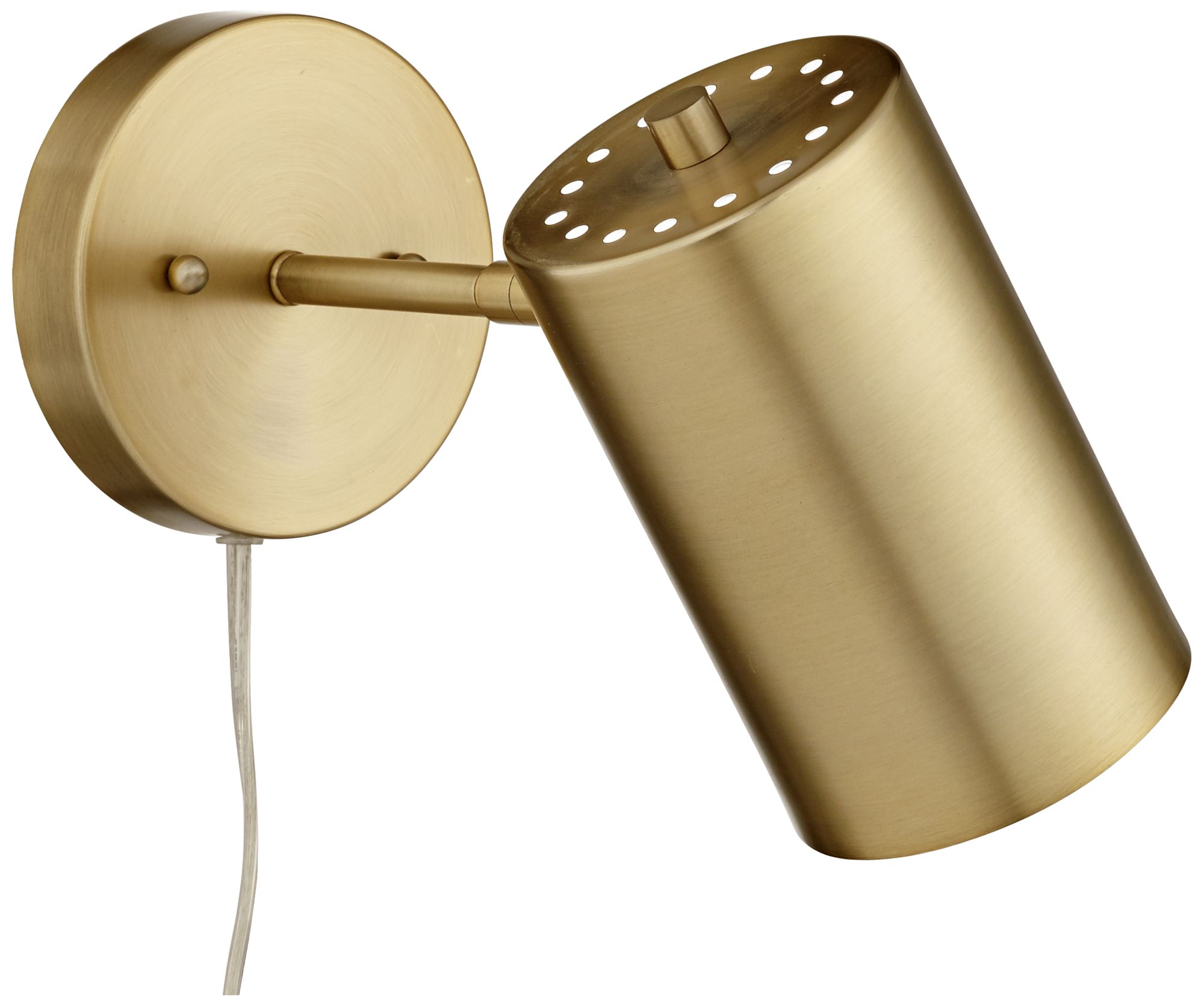 Image 5 Possini Euro Design Patt 7"H Brushed Brass Down-Lt Plug-In Wall Lamp more views