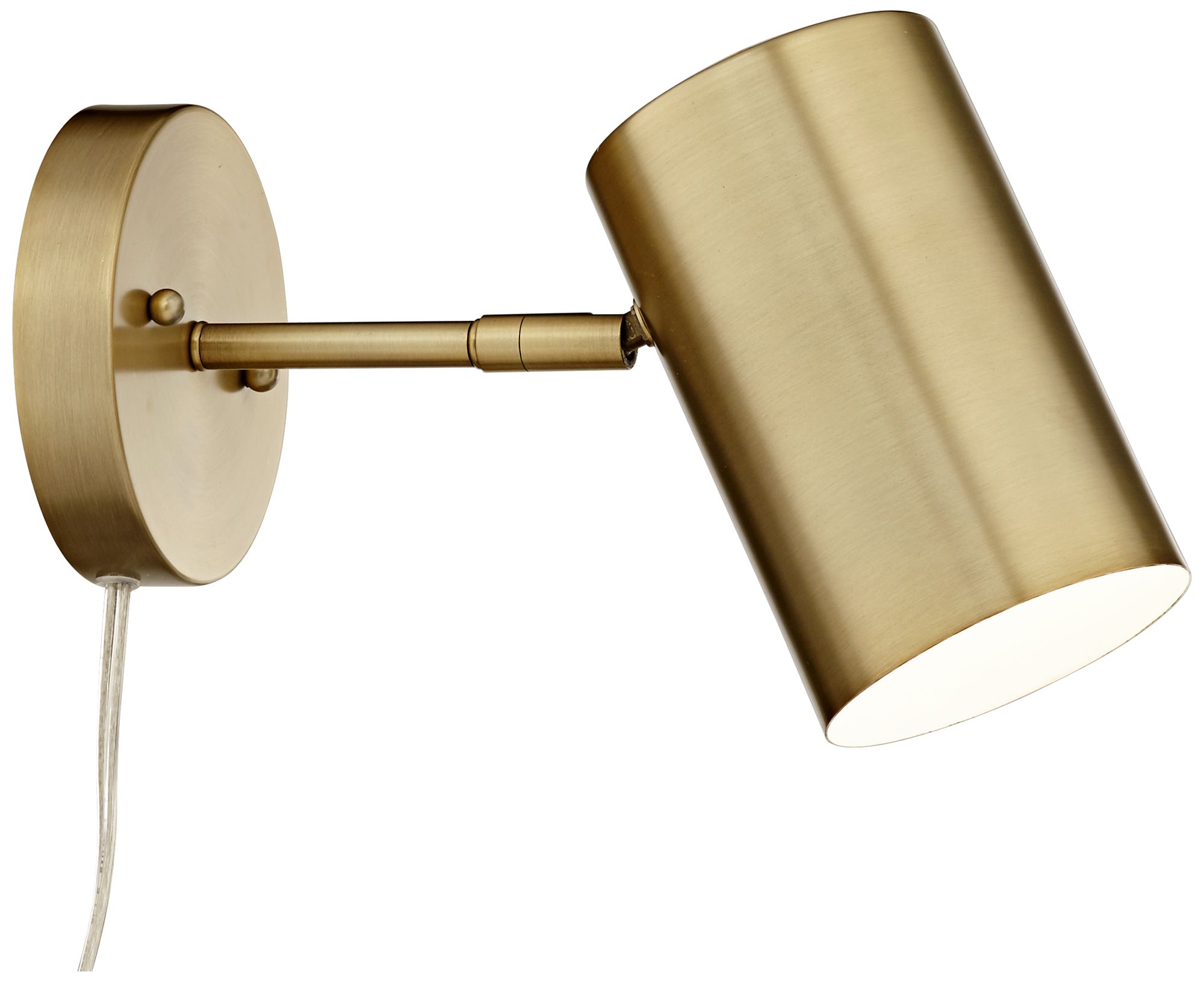 Possini Euro Design Patt 7"H Brushed Brass Down-Lt Plug-In Wall Lamp