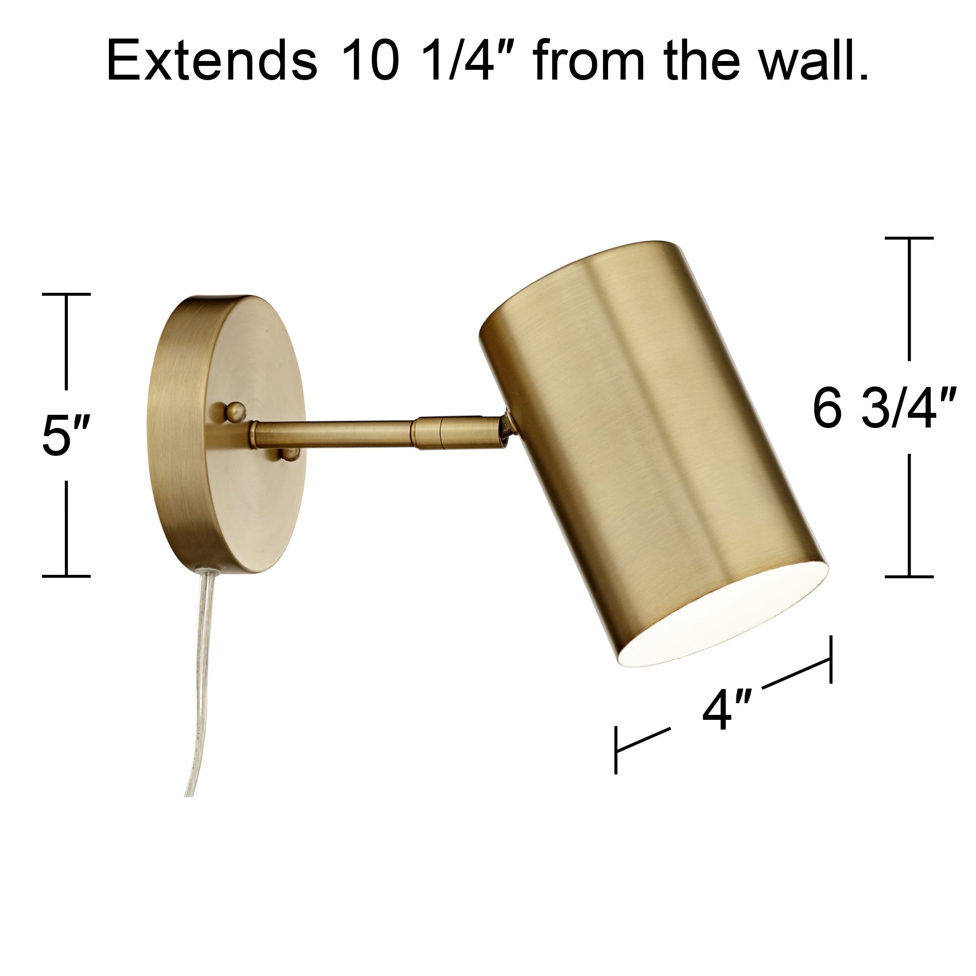 Possini Euro Design Patt 7"H Brushed Brass Down-Lt Plug-In Wall Lamp