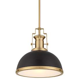 Image2 of Possini Euro Design Posey 13" Wide Black and Gold Dome Pendant Light