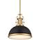 Possini Euro Design Posey 13" Wide Black and Gold Dome Pendant Light