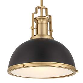 Image3 of Possini Euro Design Posey 13" Wide Black and Gold Dome Pendant Light more views