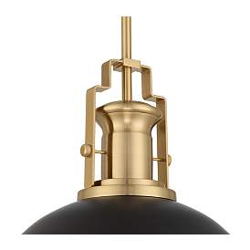 Image4 of Possini Euro Design Posey 13" Wide Black and Gold Dome Pendant Light more views